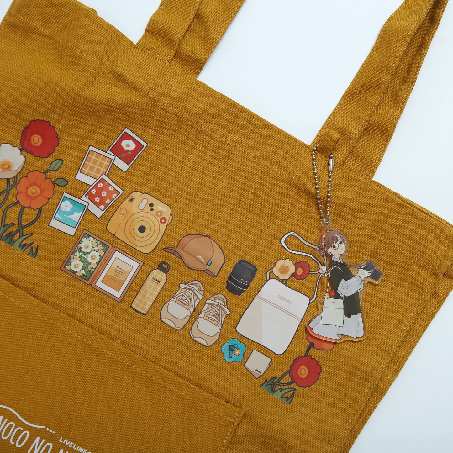 「anoco no nichijou」アクリルキーホルダー付きスクエアトート