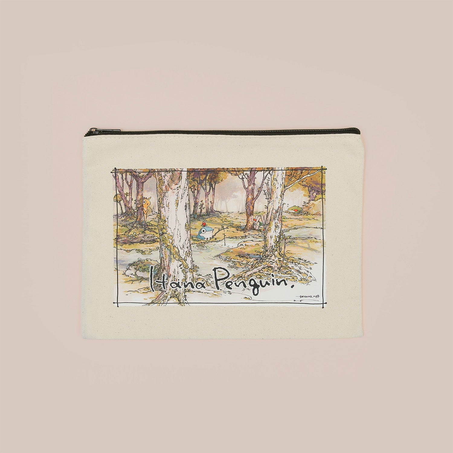 花ペンギン-秘密の釣り場フラットポーチ-