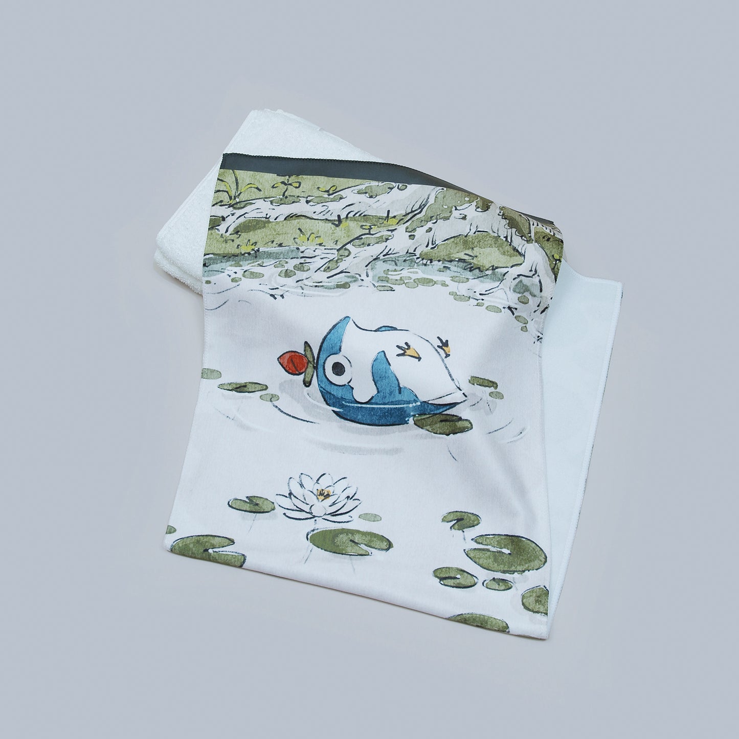 花ペンギン-まったり水浴びフェイスタオル-