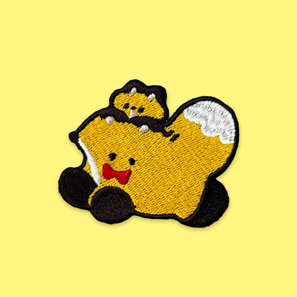 狐狐刺繍ワッペン（赤）