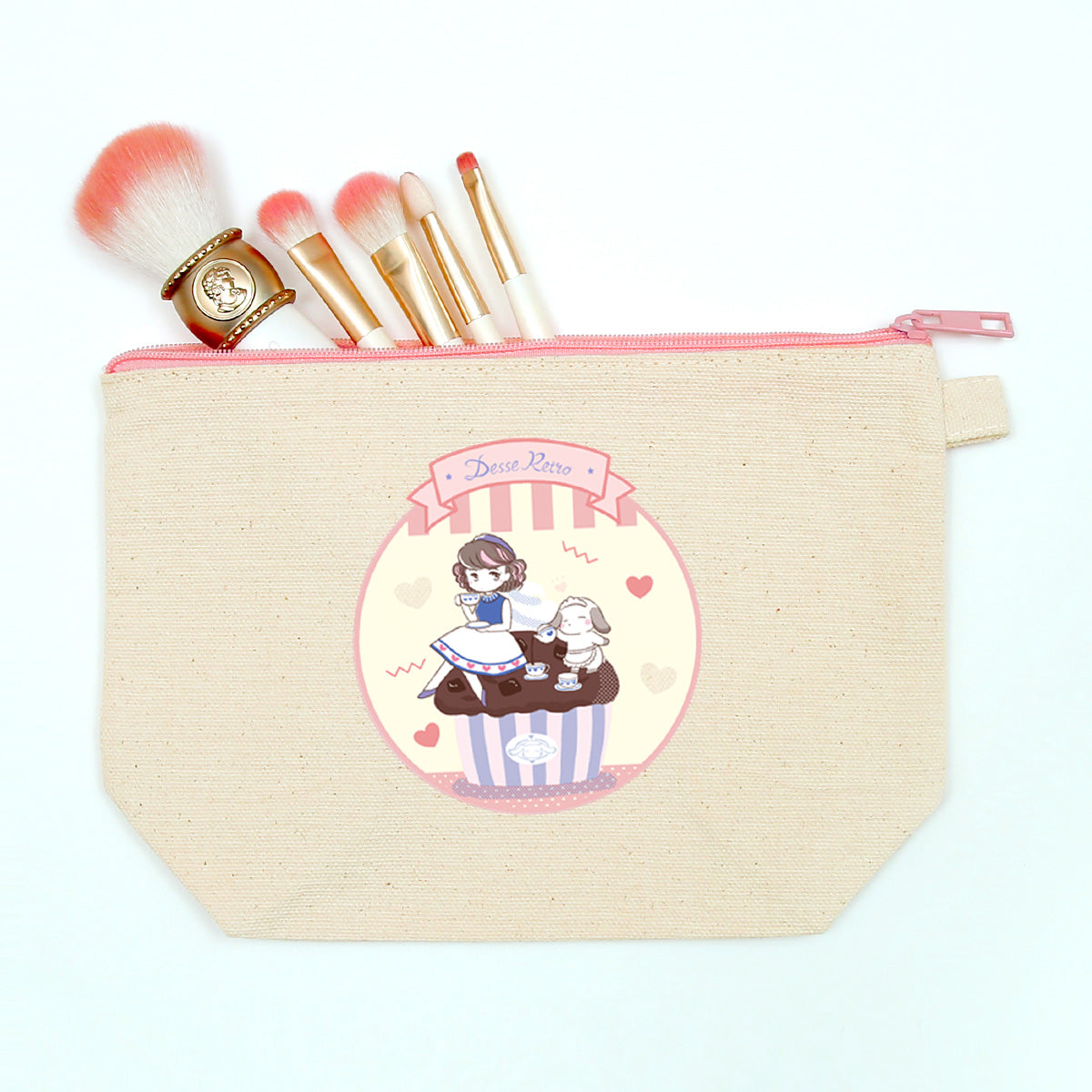 【Desse Retro】垂れ耳うさぎの舟形ポーチ