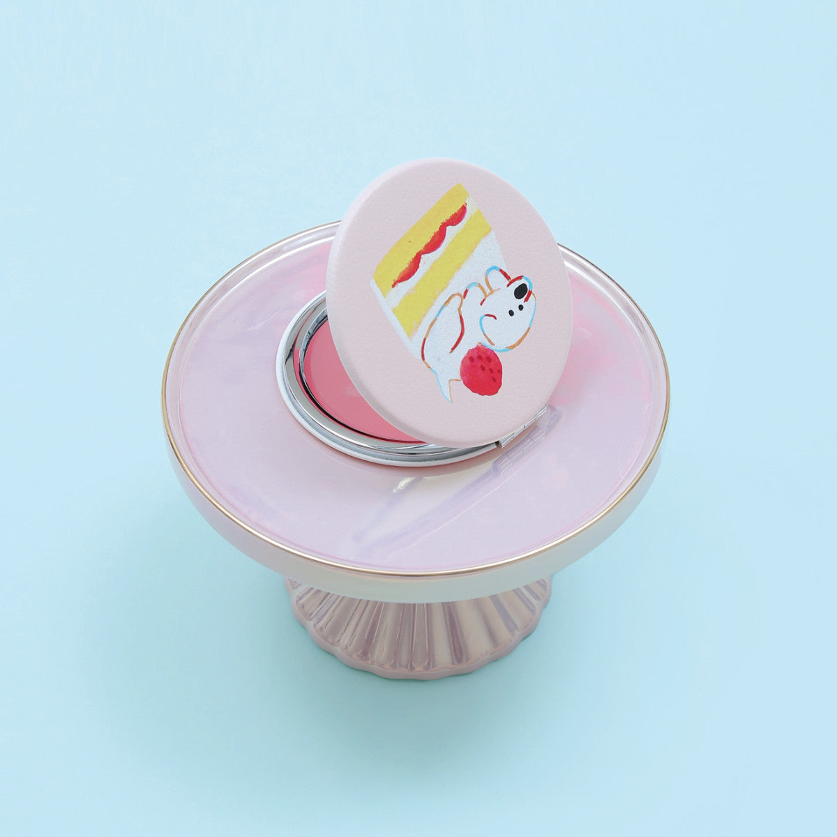 ショートケーキいぬのコンパクトミラー