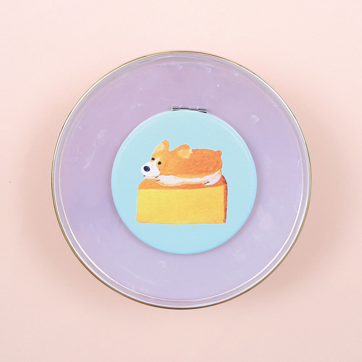 チーズケーキいぬのコンパクトミラー