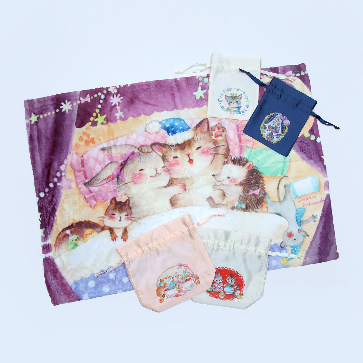 きらきら夜のねこちゃんきんちゃく