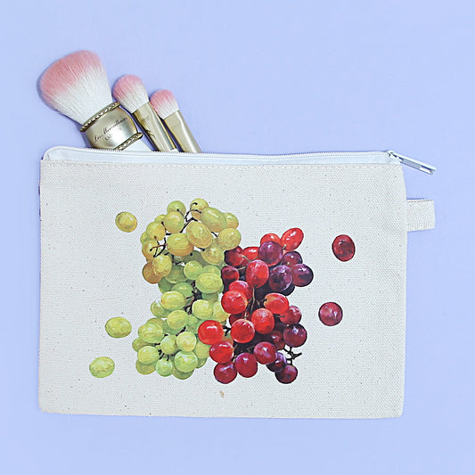 カラーファスナーフラットポーチ（とある日のぶどう）