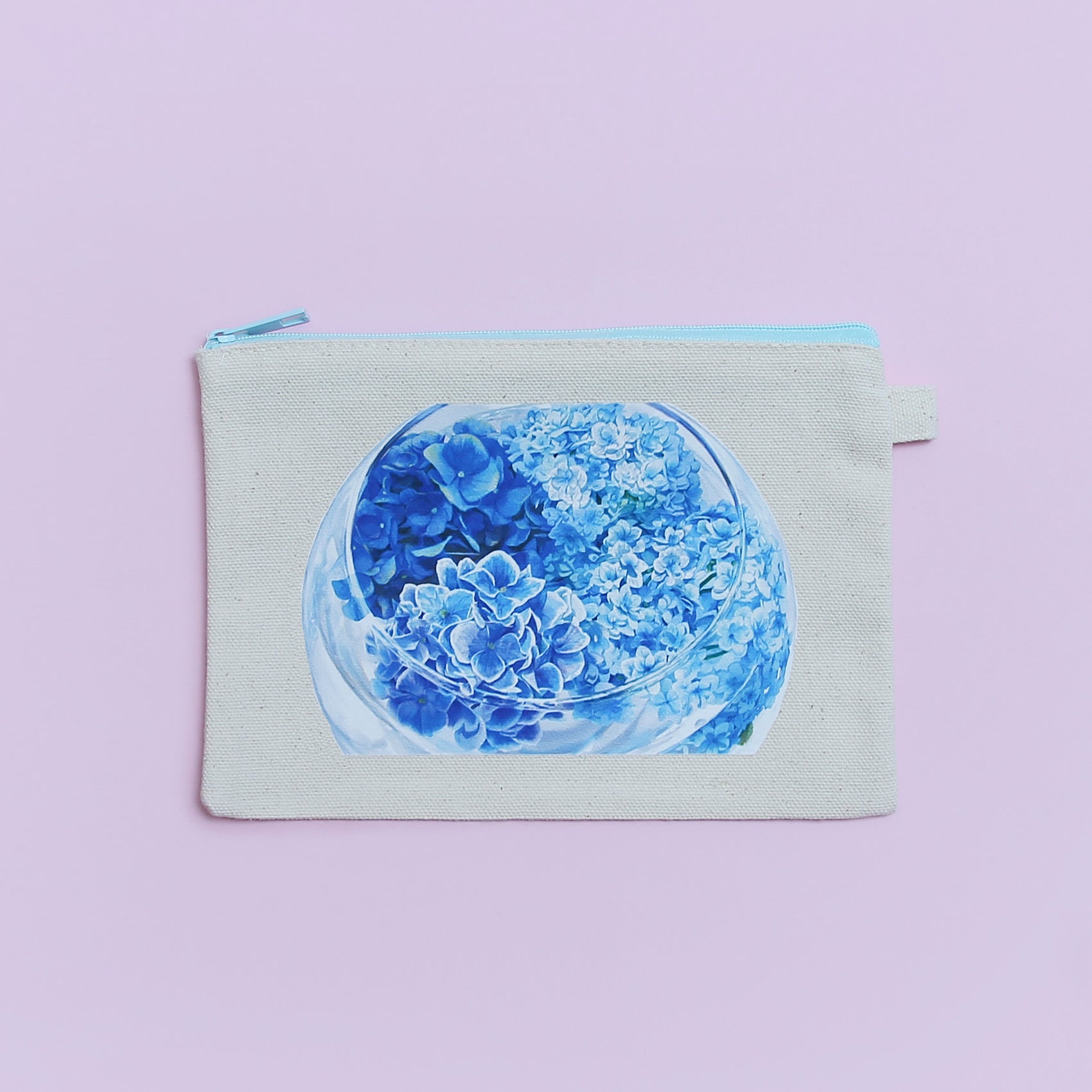 カラーファスナーフラットポーチ（アジサイ青）