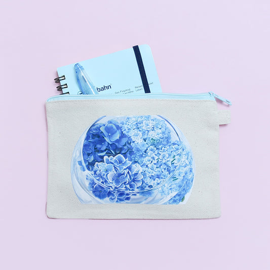 カラーファスナーフラットポーチ（アジサイ青）
